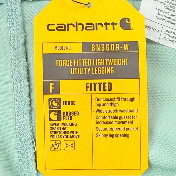 Carhartt Womens Force Fitted Lightweight Green Utility Legging Sz XL (16-18) NWT - Picture 8 of 12